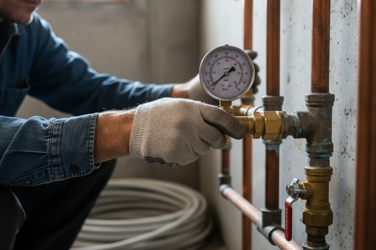Pressure testing a repaired line during Water Line Repair in Swarthmore